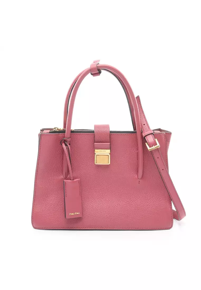 Buy MIU MIU Pre-Loved MIU MIU MADRAS Madras 2WAY Handbag leather