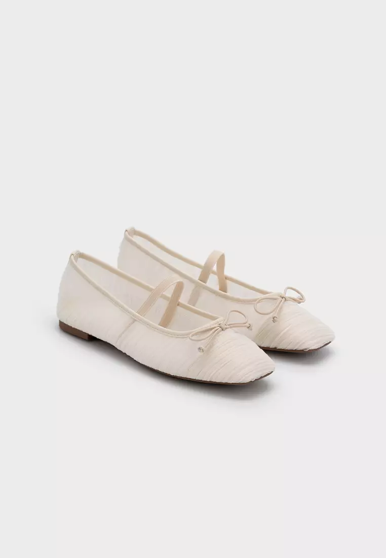 MESH PLEATED BALLET FLATS