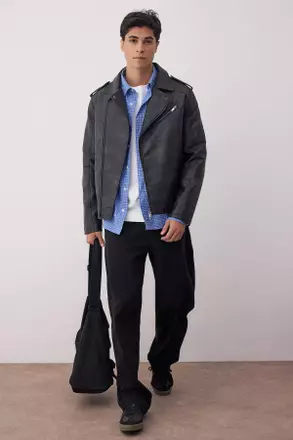 【JAREY】 BB FAUX LEATHER SHORT JACKET LEATHER EFFECT BOMBER JACKET - Khaki | ZARA Singapore