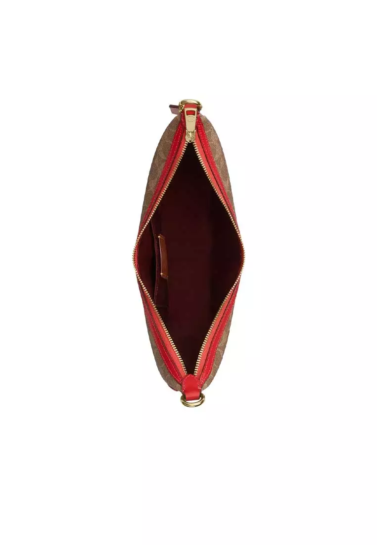 Aria Shoulder Bag In Signature Canvas Tan/Carnation CCL26