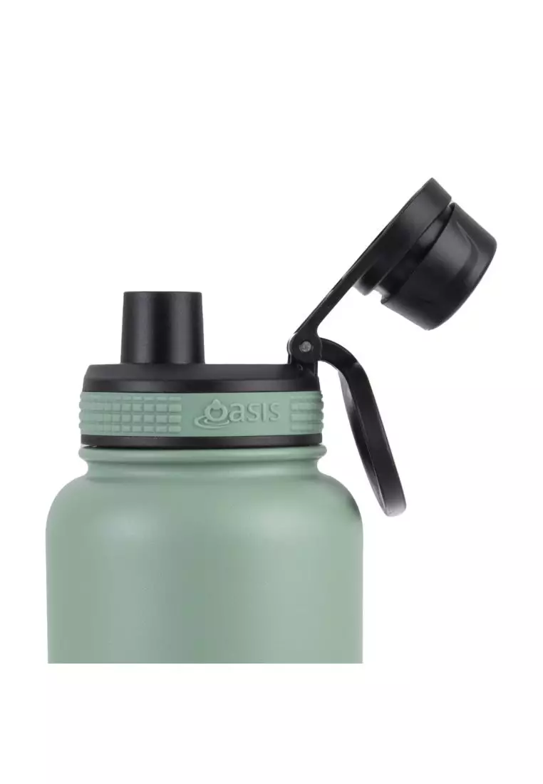 Oasis Stainless Steel Insulated Sports Water Bottle with Screw Cap 1.1L - Sage Green