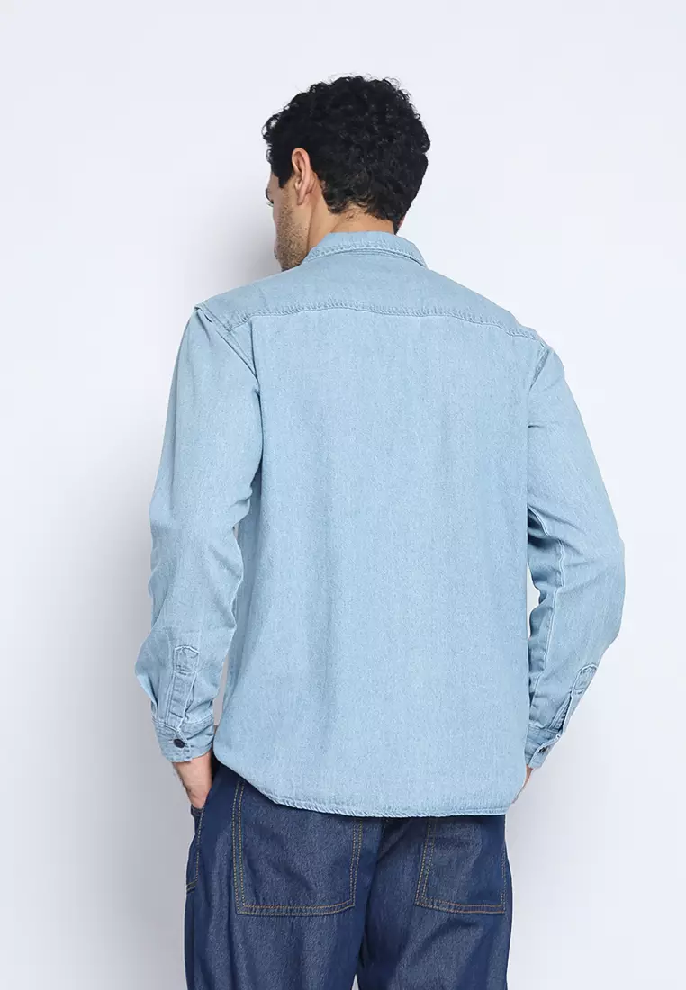 Kemeja Denim Skena L/S Krah Basic Saku Besar 182408