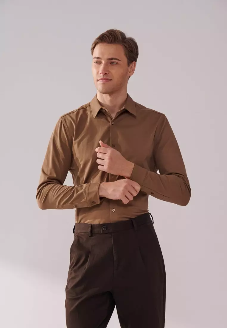 Dark Khaki Stretch Jersey Shirt