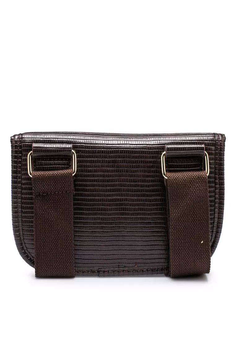 Etched Pleather Woven Sling Bag