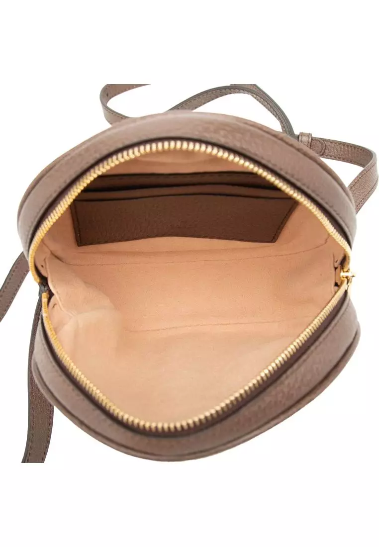 二手 Gucci Mini GG Supreme Web Ophidia 圓形雙肩包