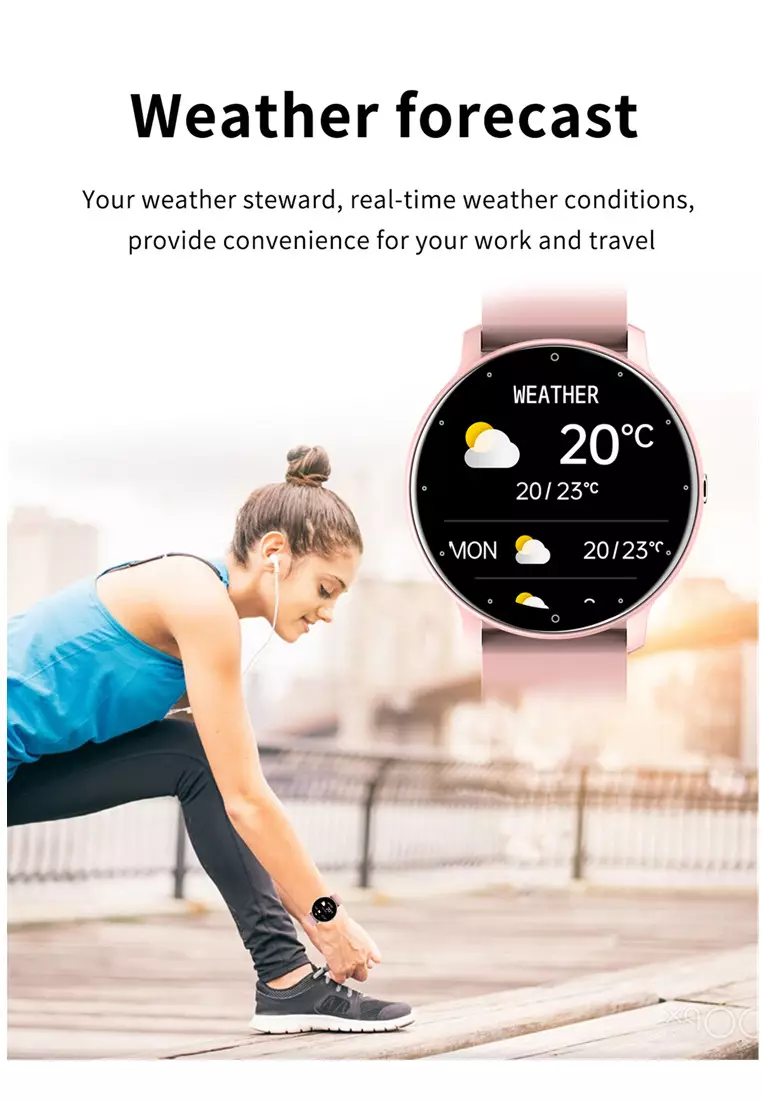 Smart Watch Pria Full Touch Screen Phone Call Wireless Charge Jam Tangan Pintar Merah Jambu