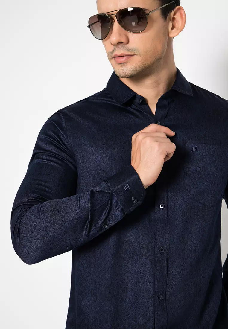 Johnwin - Kemeja Formal - Kemeja Lengan Panjang - Kemeja Pria - Navy