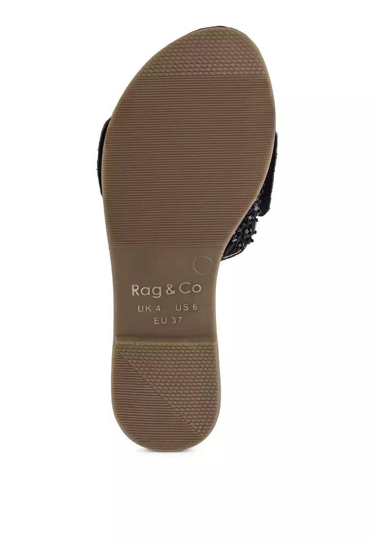 Sepatu Flat Berhias Pita Besar Warna Hitam