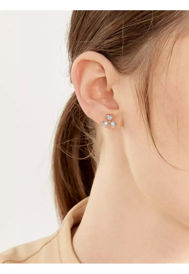 18K White & Rose Gold Stud Earring for Women 93031E (Sold Single Not Pair)