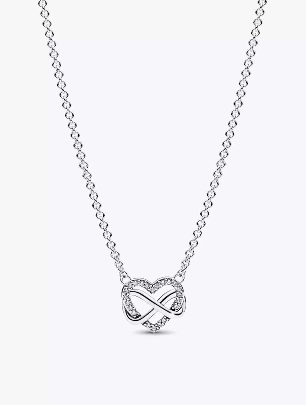 Jual PANDORA Infinity heart sterling silver necklace with clear - Main Image