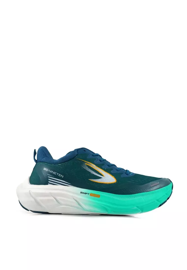 910nineten TAKASHI RUN 1.5 sepatu lari - Hijau/Orange/Hijau tosca