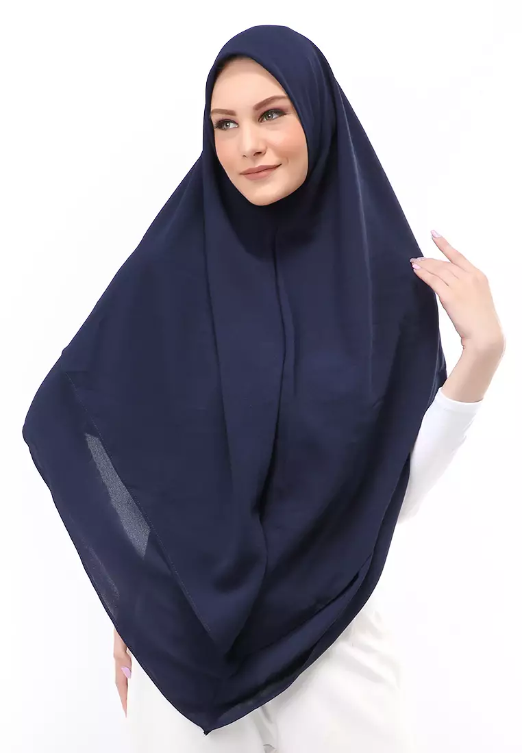Layla Jilbab Syar'i Jumbo Motif Polos Relaxed Fit - Navy