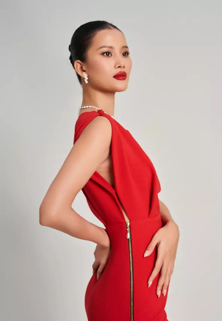 RED MIDI DRESS