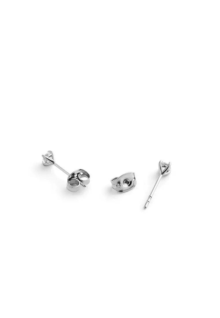 Mirelle Solitaire Stud Earring Silver - Unisex Earrings for women and men stainless steel crystal Earrings DW Official Authentic Original perempuan lelaki DW