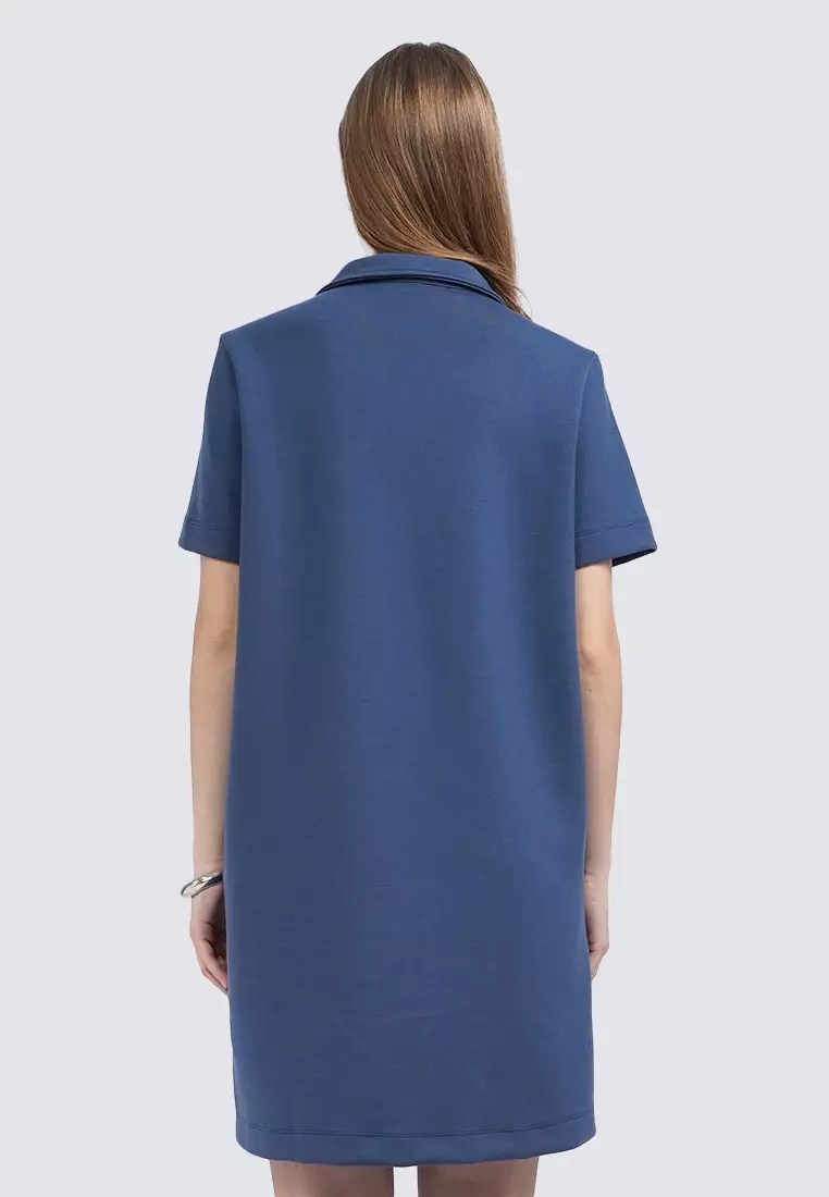 Mini Dress with Zipper Details DARK BLUE