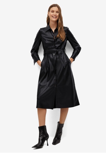 Mango faux leather shirt dress clearance