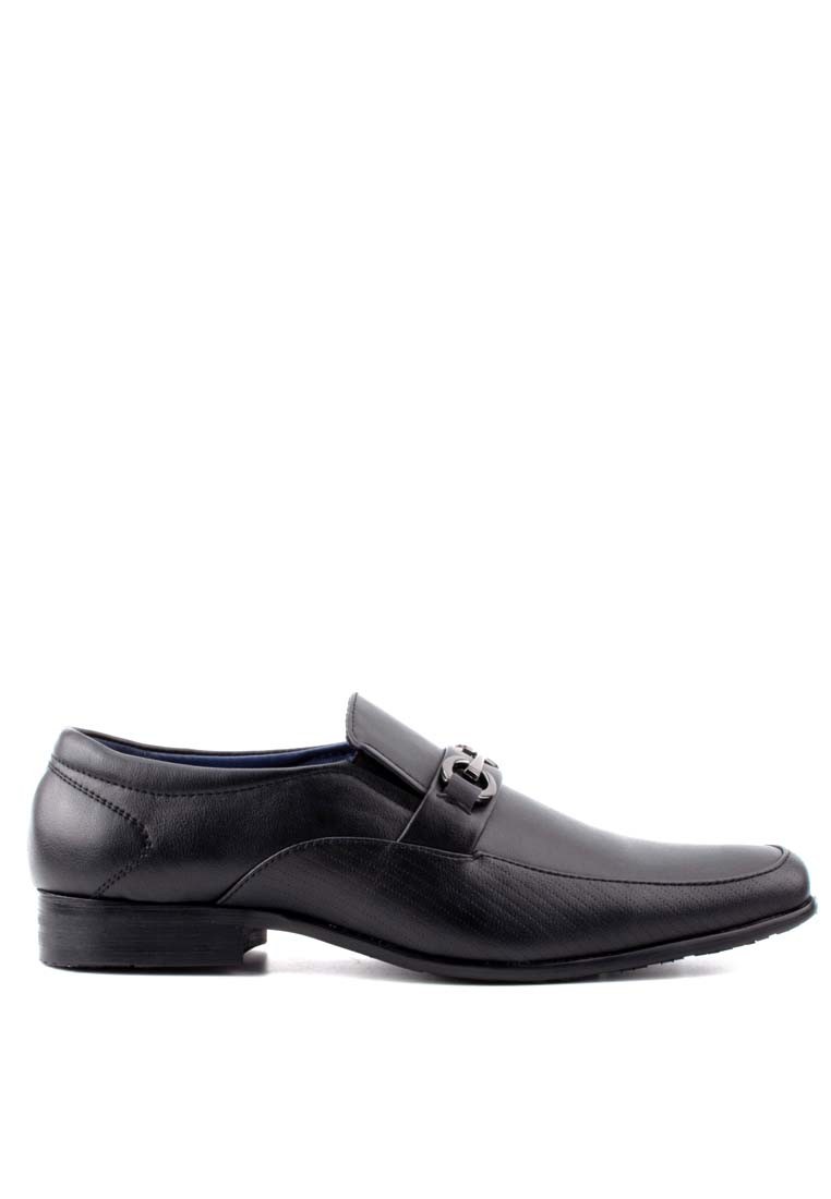 LR LARRIE Men Black Metal Clip Slip On Smart Casual Business Wear