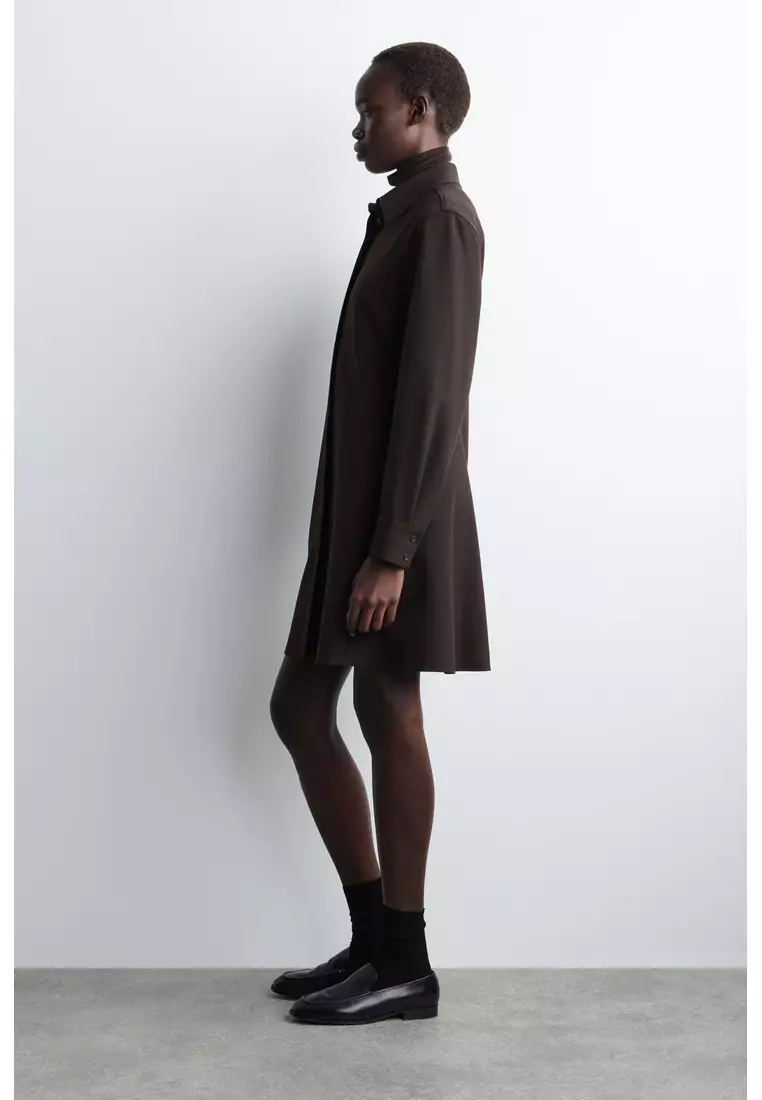 LONG-SLEEVED MINI SHIRT DRESS