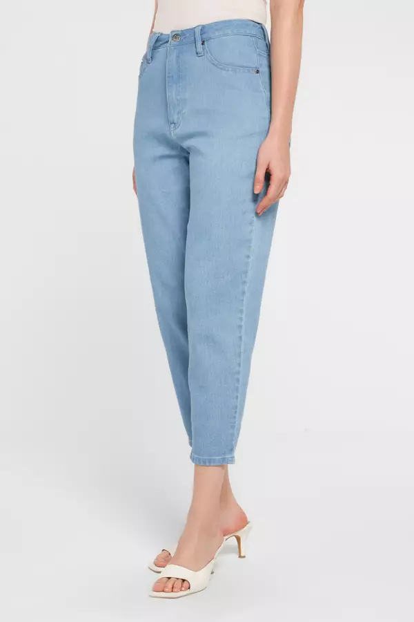 MINIMAL - Barrel Cropped Denim Pants - Blue Light Warna Blue_Light