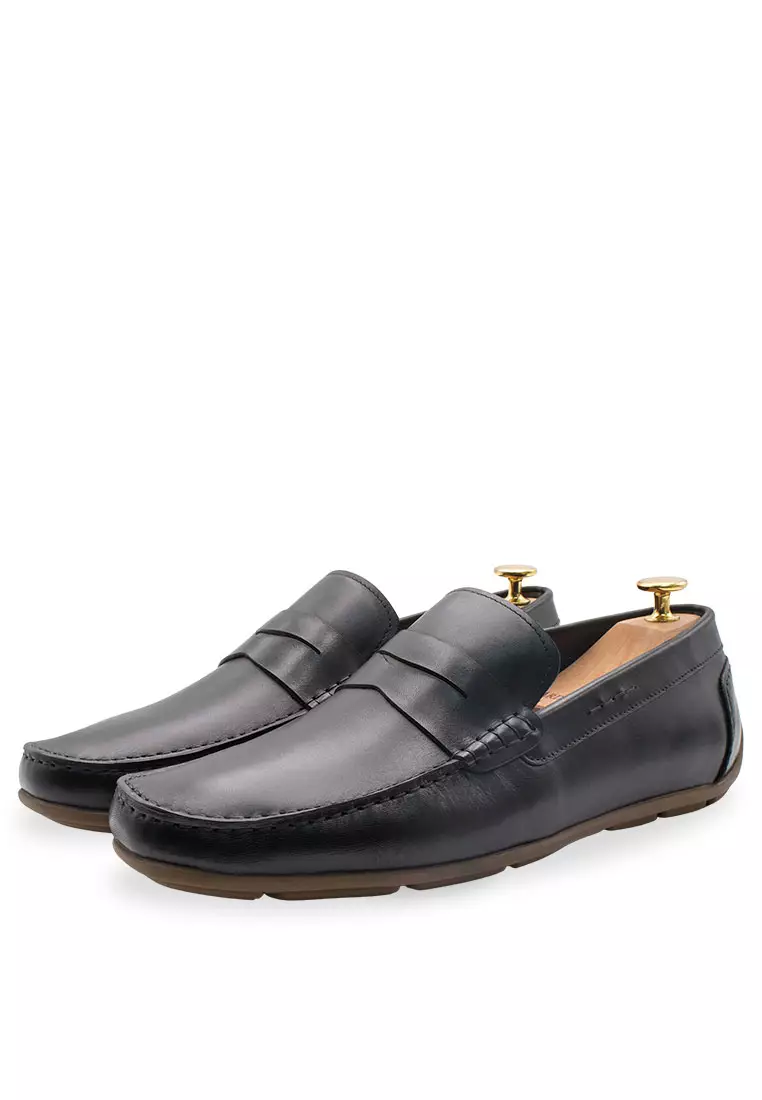 Gregores Black Penny Moccasins