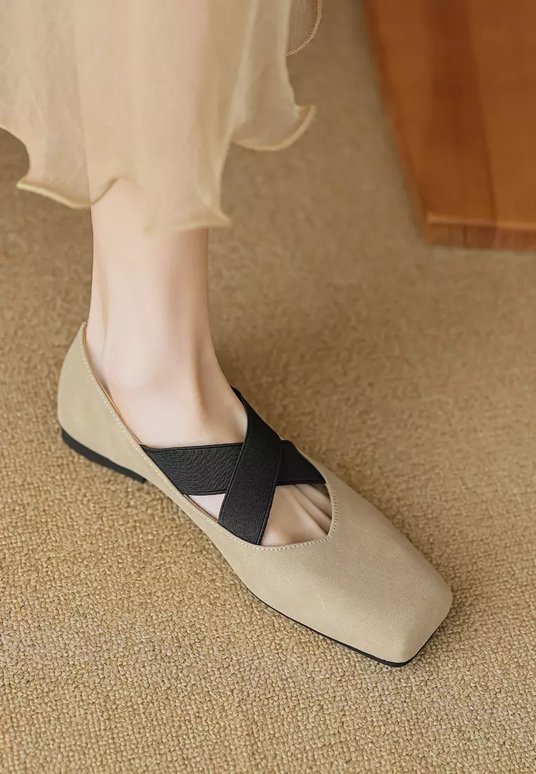 Cross Strap Square Toe Ballerinas WW8929-3