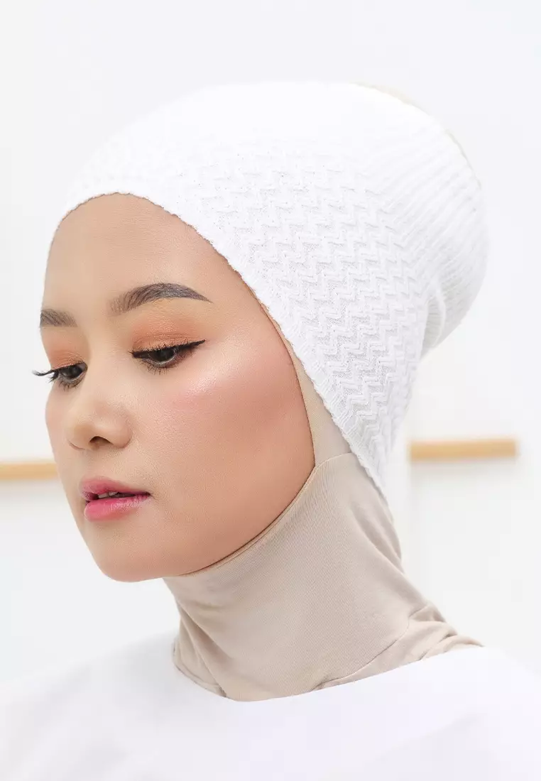 2 in 1 Inner Hijab Bando Rajut Black & White