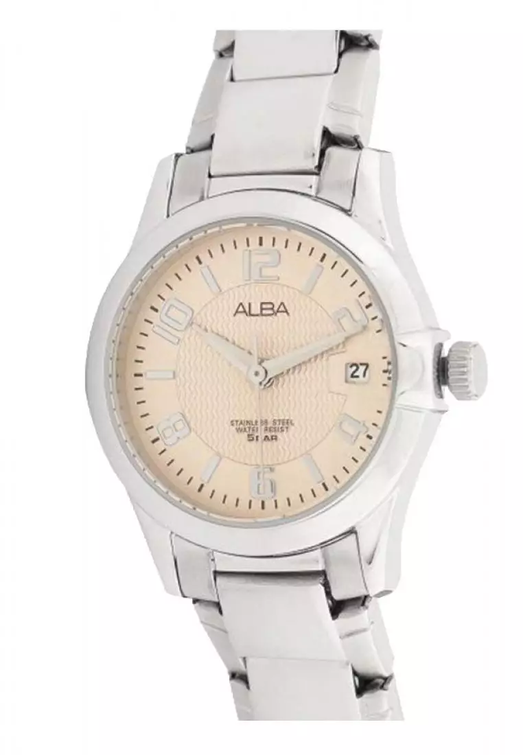 Jam Tangan Wanita Alba Original Garansi Resmi AXT433 AXT433X1 Strap Stainless Steel Silver