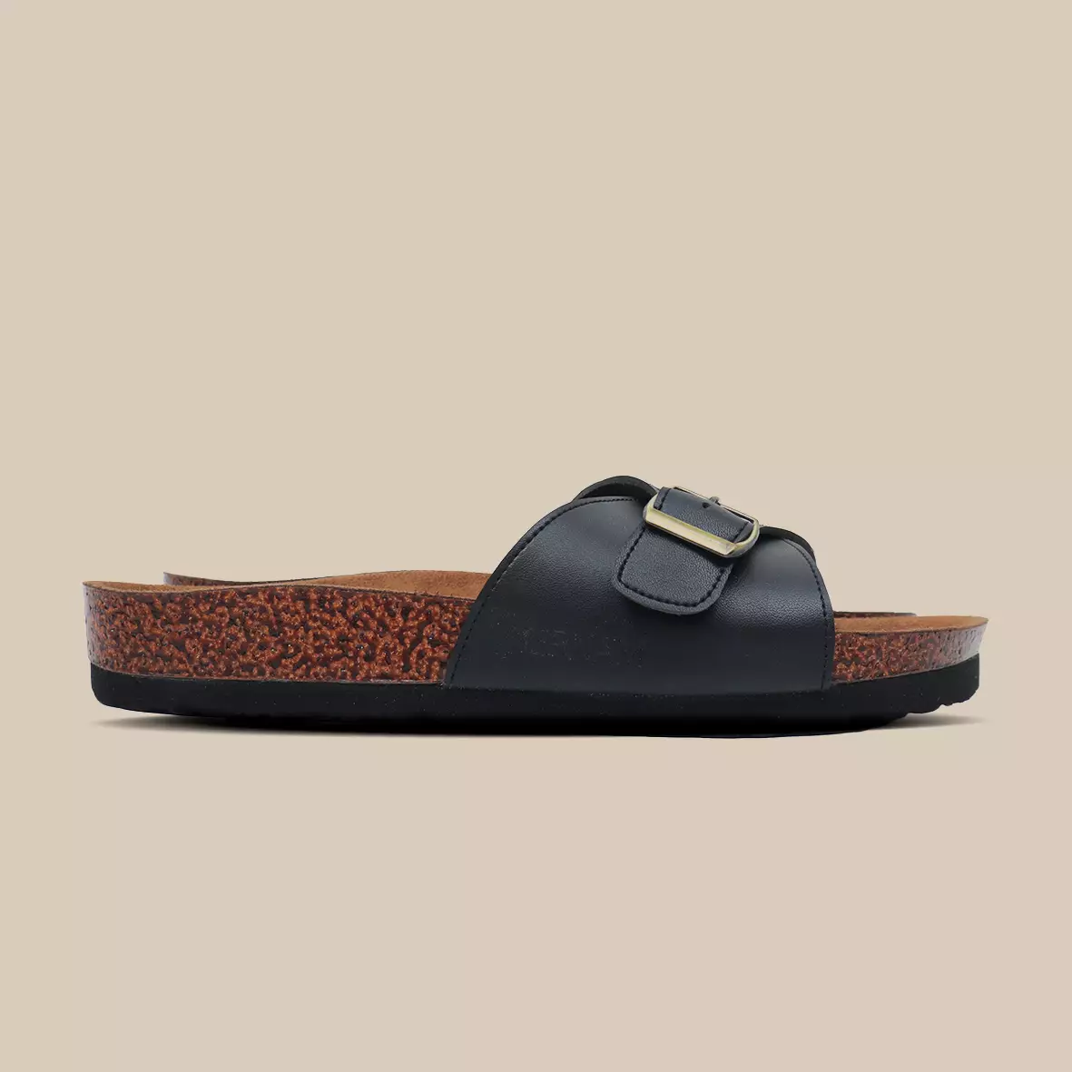 Urnam Sandal Wanita Flat Slip On Nyaman Kasual - Black