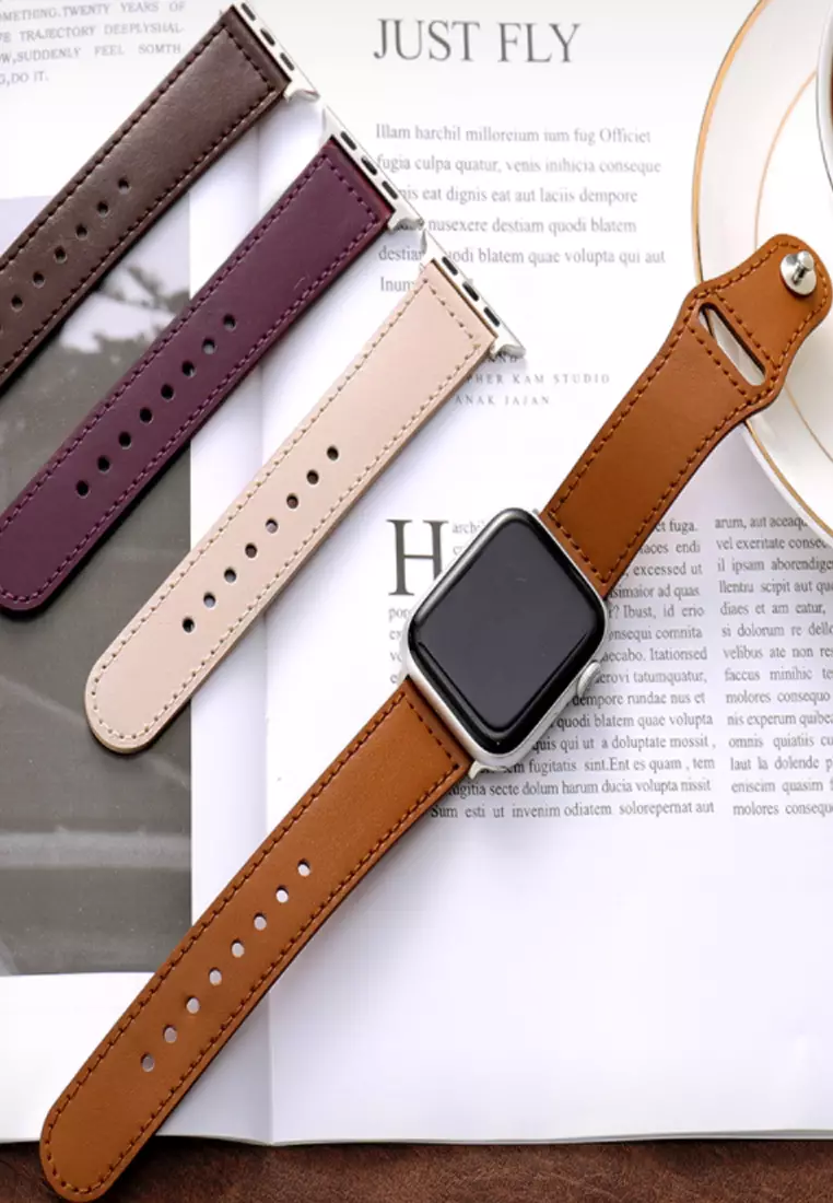 Red leather apple watch band 42mm hot sale