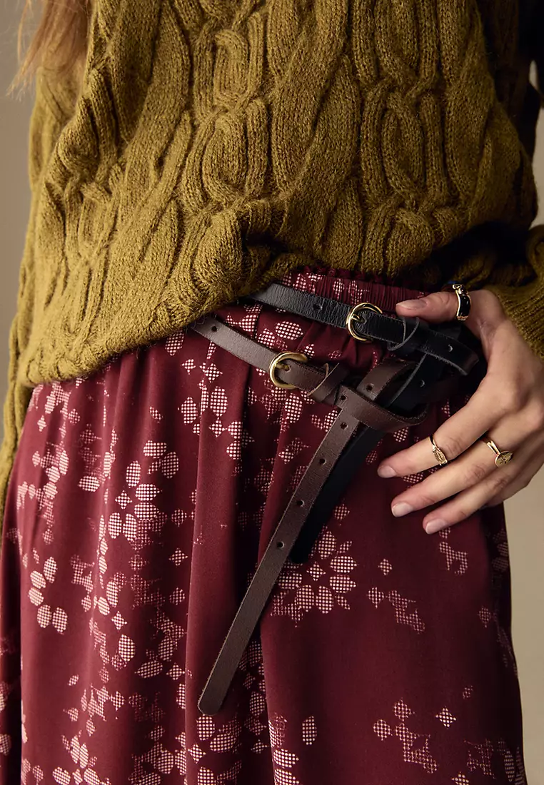 Satin Geometric Lace Detail Midaxi Slip Skirt