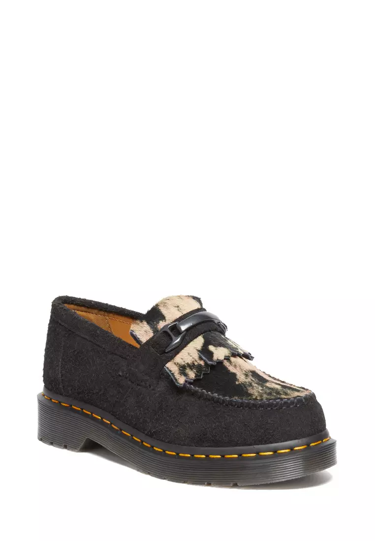 Adrian Snaffle Suede & Hair-On Black Loafers Women