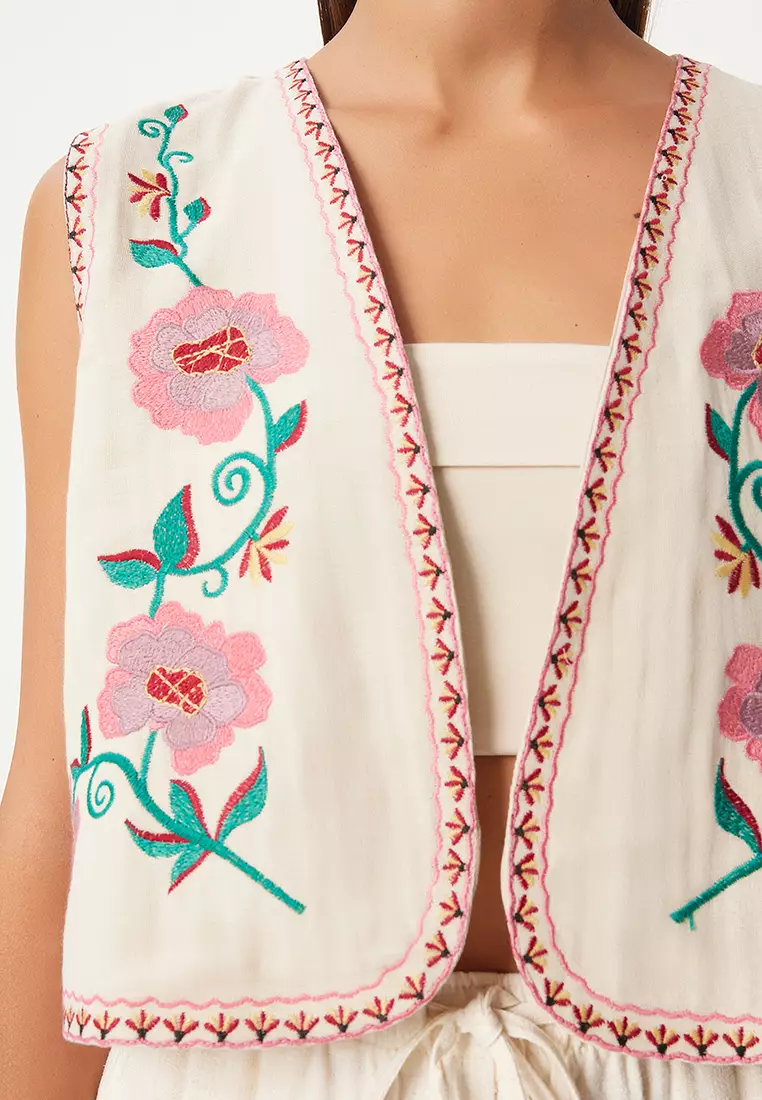 Floral Embroidery Vest