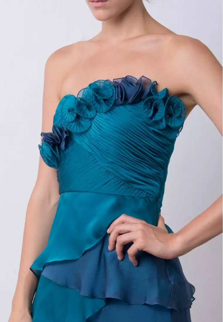 Romantic Strapless Tiered Irregular Cross Cocktail Dress