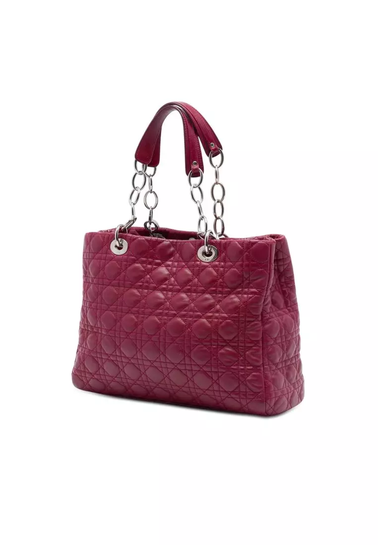 Pre-Loved Dior Large Lambskin Cannage Lady Dior Soft Shopping Tote