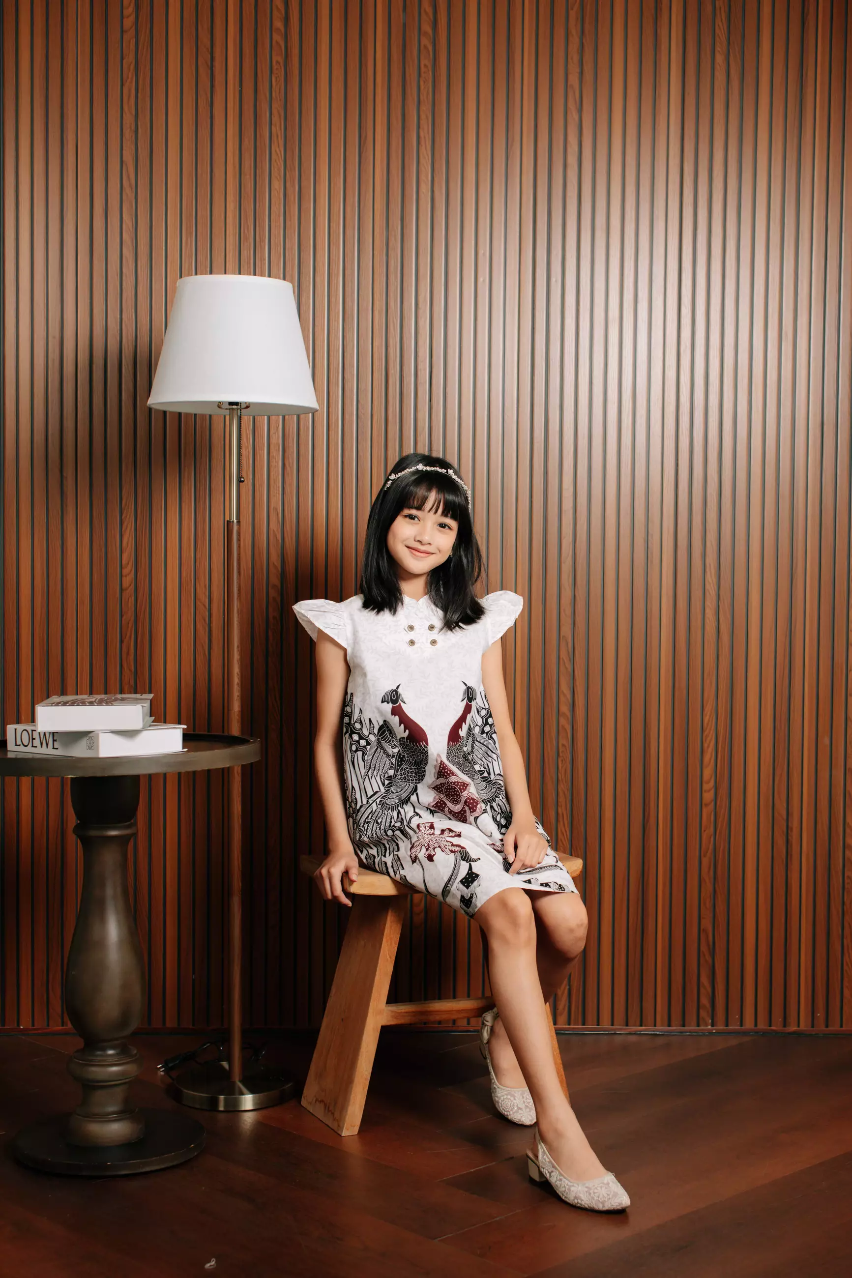 Myra White Putih Dress Batik Anak Wanita Lengan Pendek Katun