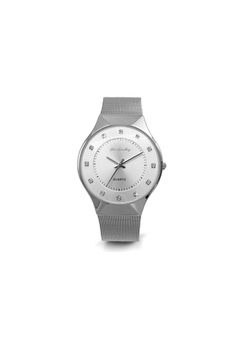 Her Jewellery silver Classic Mesh Watch (White Gold)-  Made with premium grade crystals from Austria HE210AC19SDGSG_1