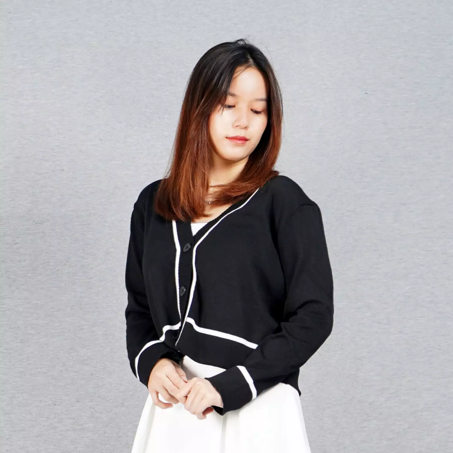NICOLE Knit Cardigan Kardigan Rajut Wanita Cardigan Rajut Wanita - HITAM