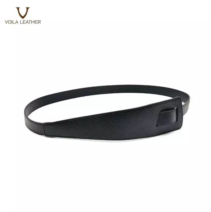Fashion Stylish Genuine Leather Women Obi Belt Voila Illona Black