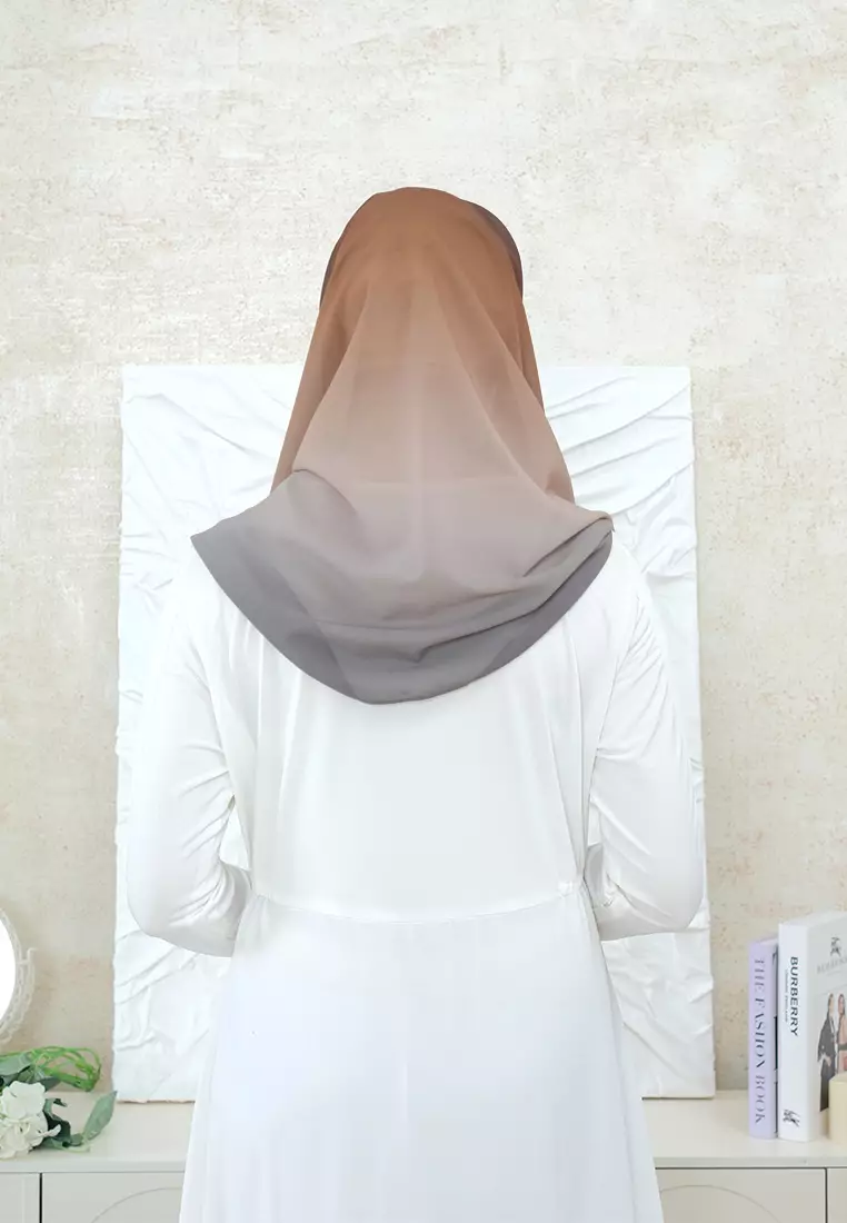 Daisy Shawl | Pashmina Ceruty | Hijab Instan Inner Gradasi - Toasted Coffee