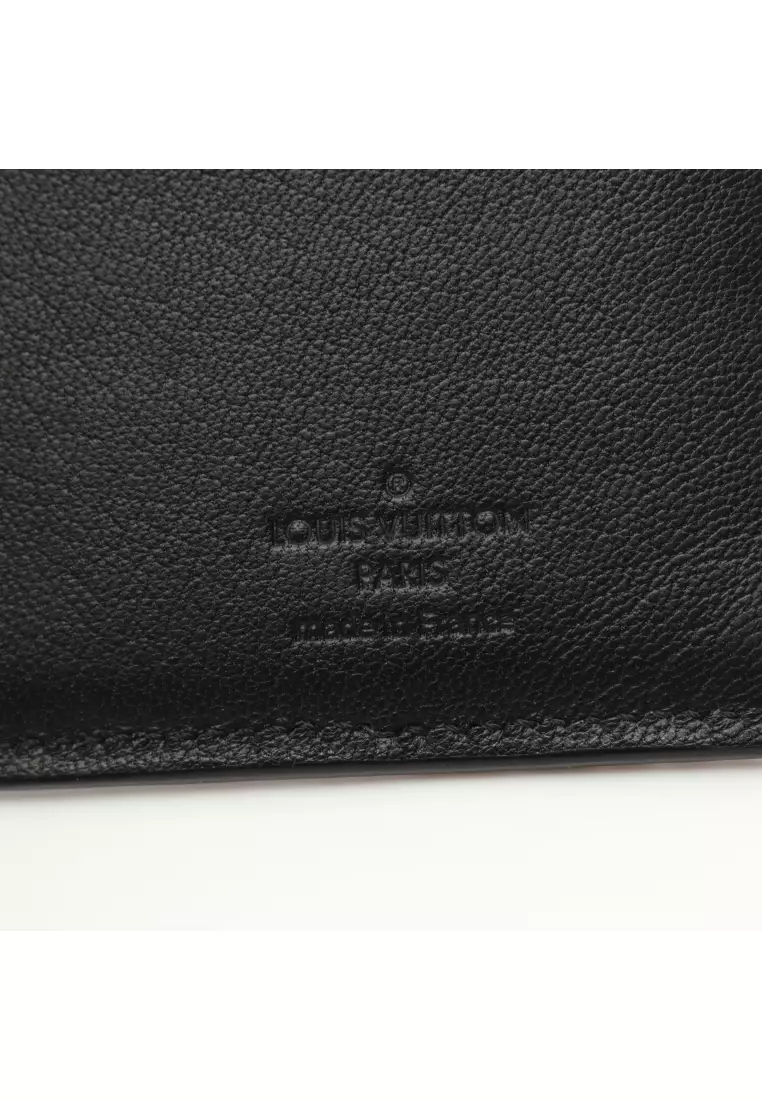 Pre-Loved Louis Vuitton Portefeuil Brother Bi-fold Long Wallet Crocodile Mat black gray