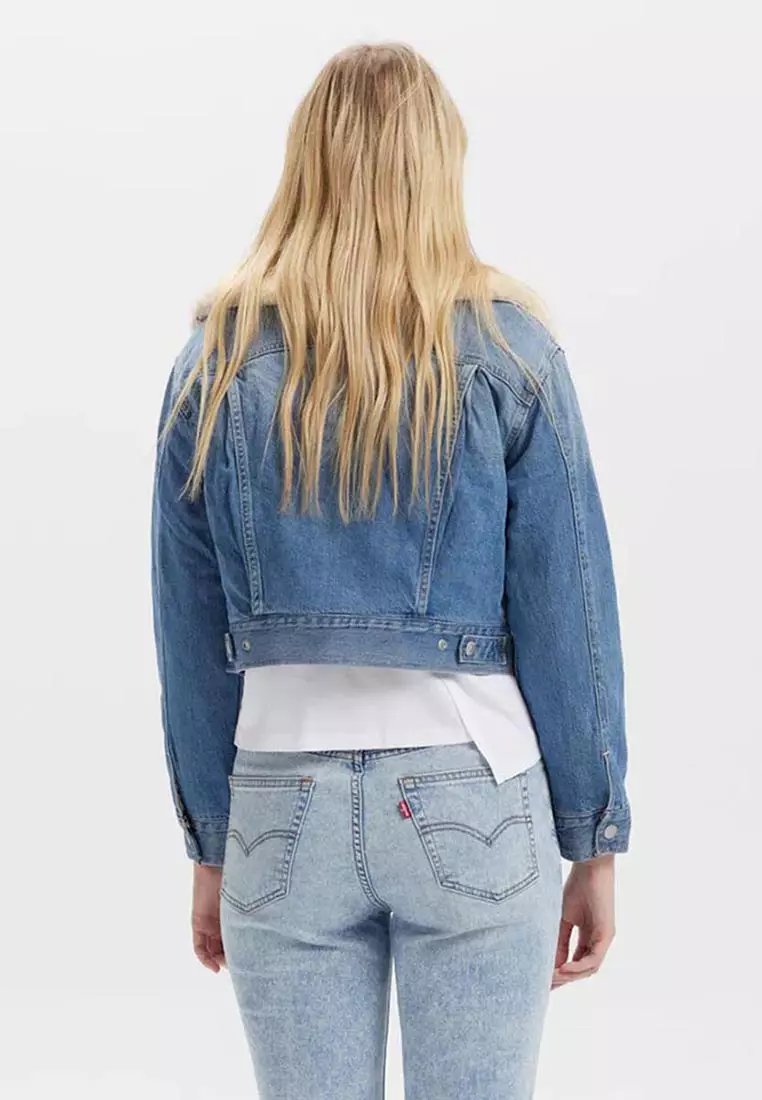 Levi's®  Warm 系列毛領短版牛仔外套 |女裝