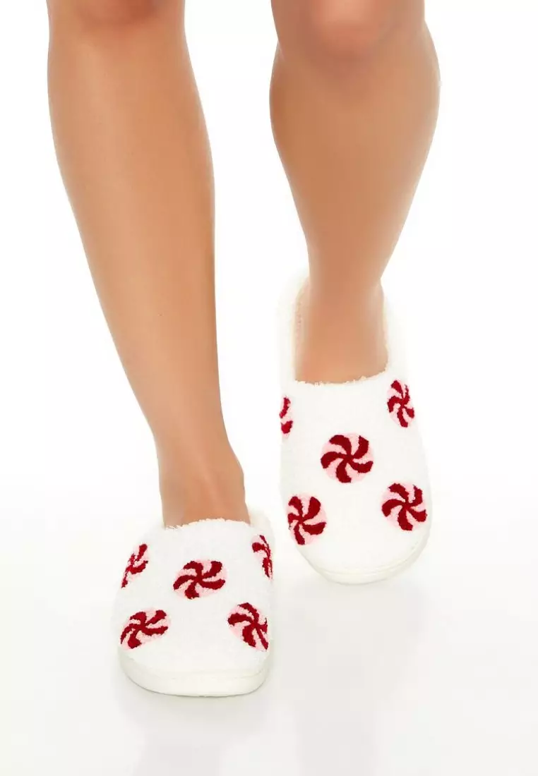 Discount on FOREVER 21  shoes - SKU: Plush Peppermint Candy House Slippers