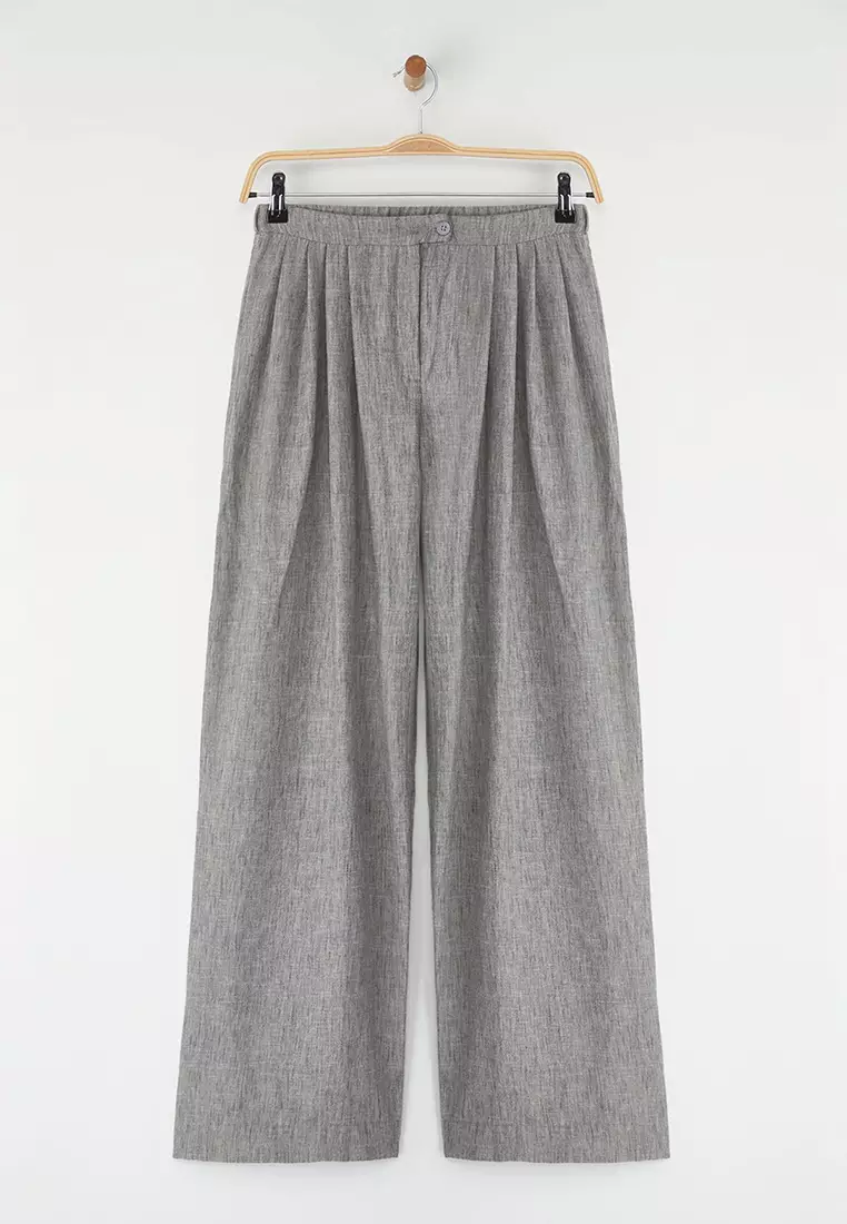 Gray Wide Leg/Wide Leg Woven Trousers Twoss25Pl00107 Palazzo