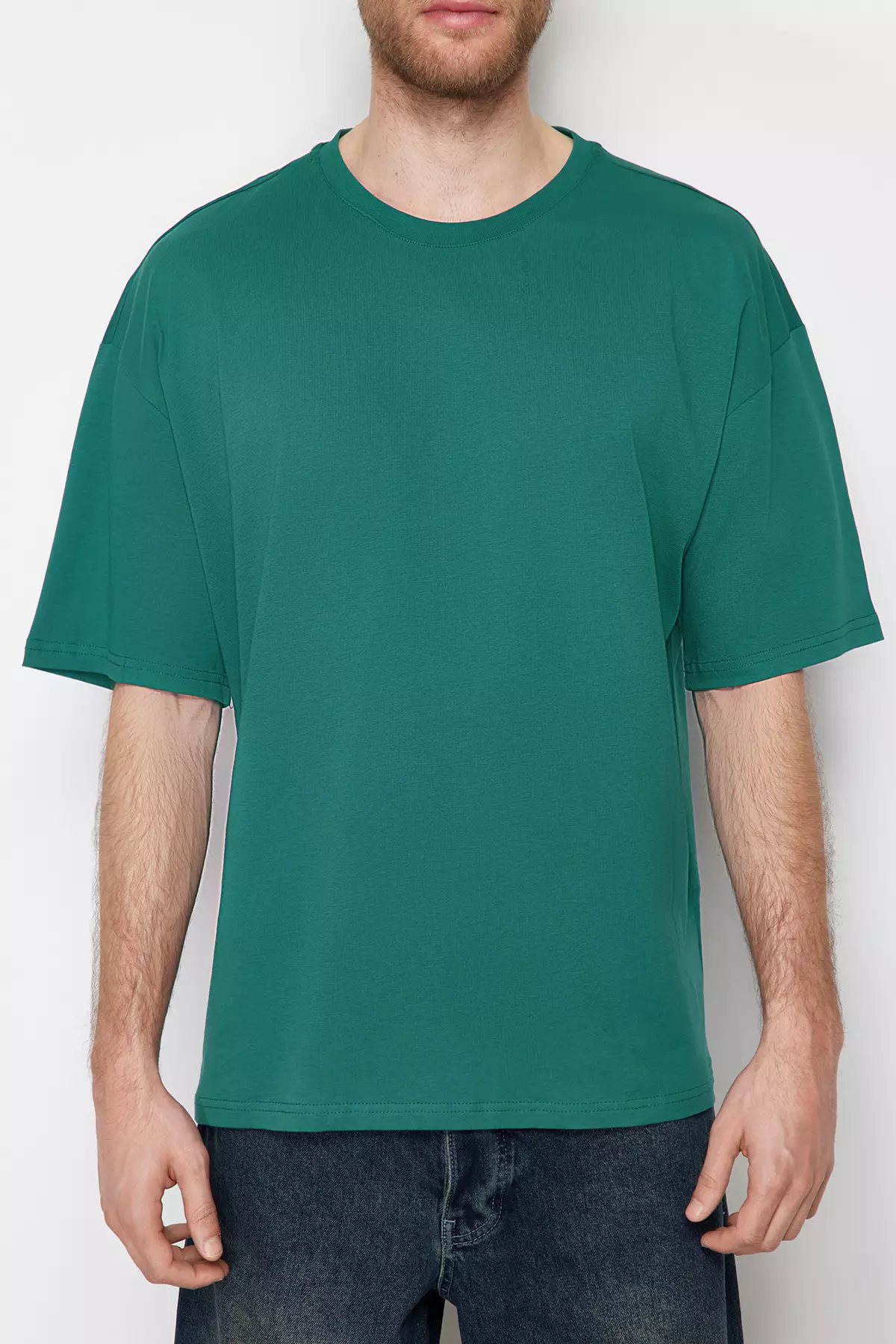 Emerald Green Oversize Tok Fabric T-Shirt - 100% Cotton Tmnss22Ts0318