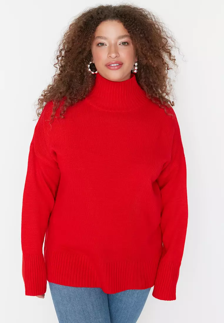 Red turtleneck deals plus size