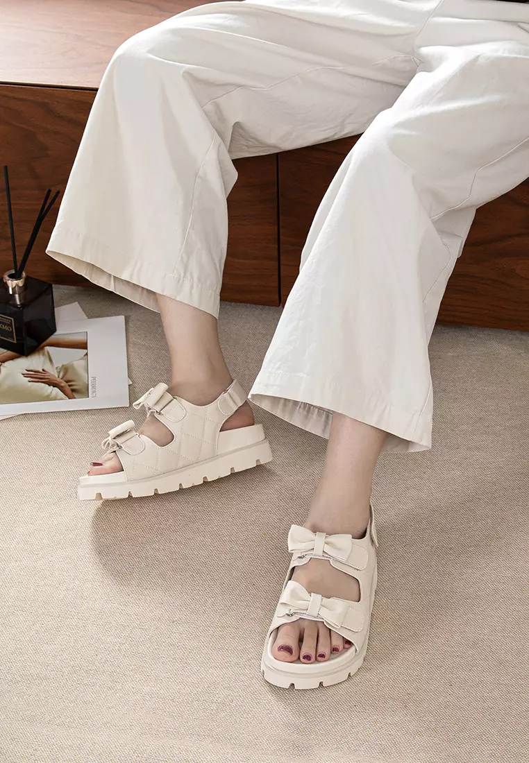 4CM Double Bowknot Strap Comfortable Flat Shoes TH723-3