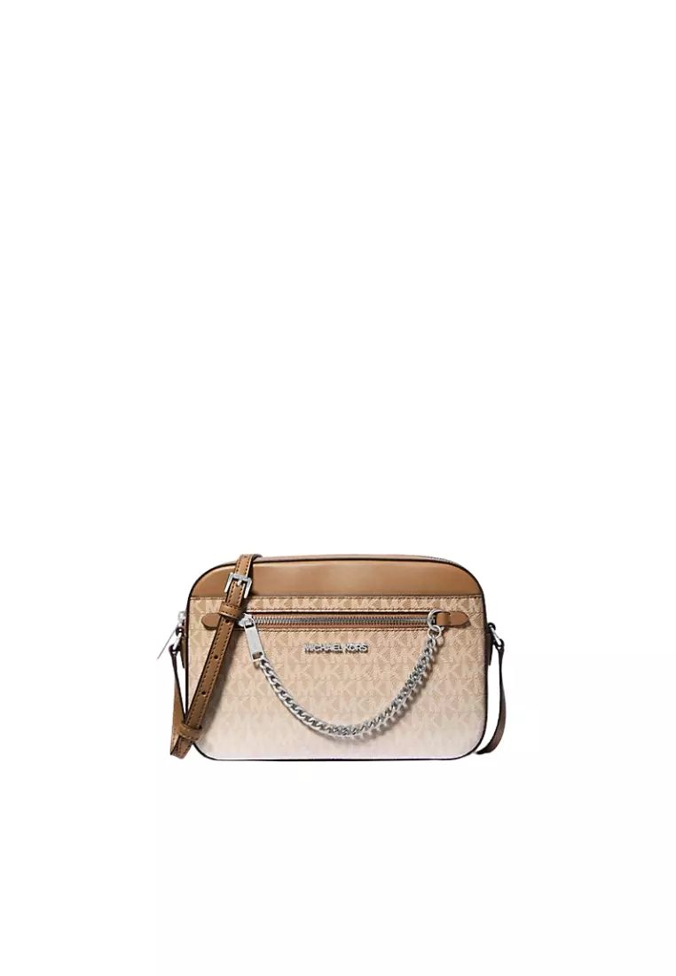 Michael Kors Signature Logo Ombre Jet Set Large Crossbody Bag In Husk 35R5STTC9V