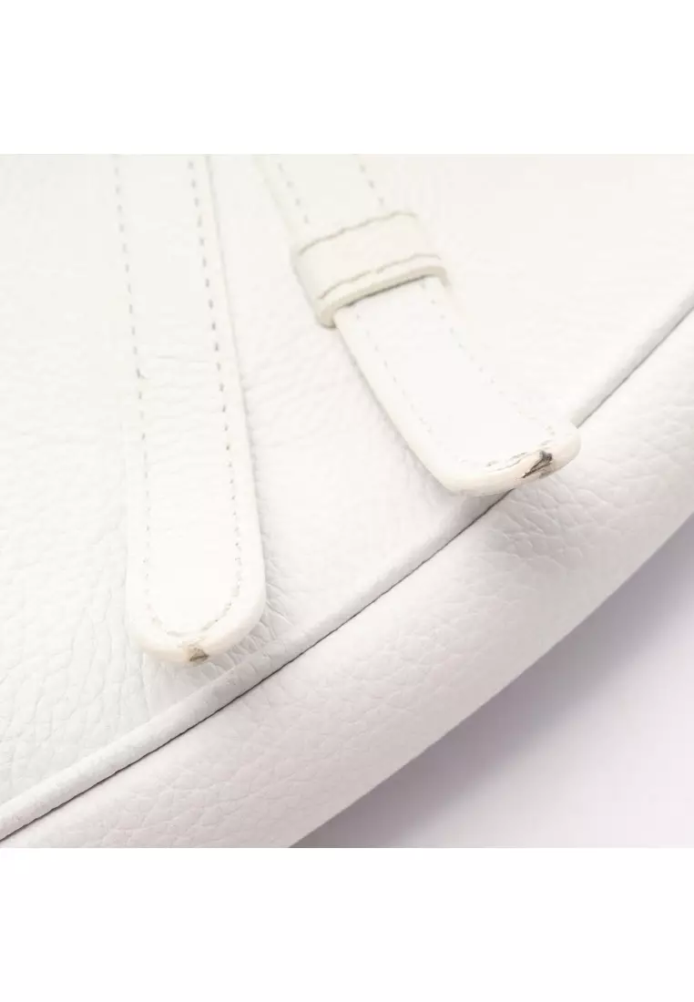 Pre-Loved Christian Dior saddle bag body bag leather white