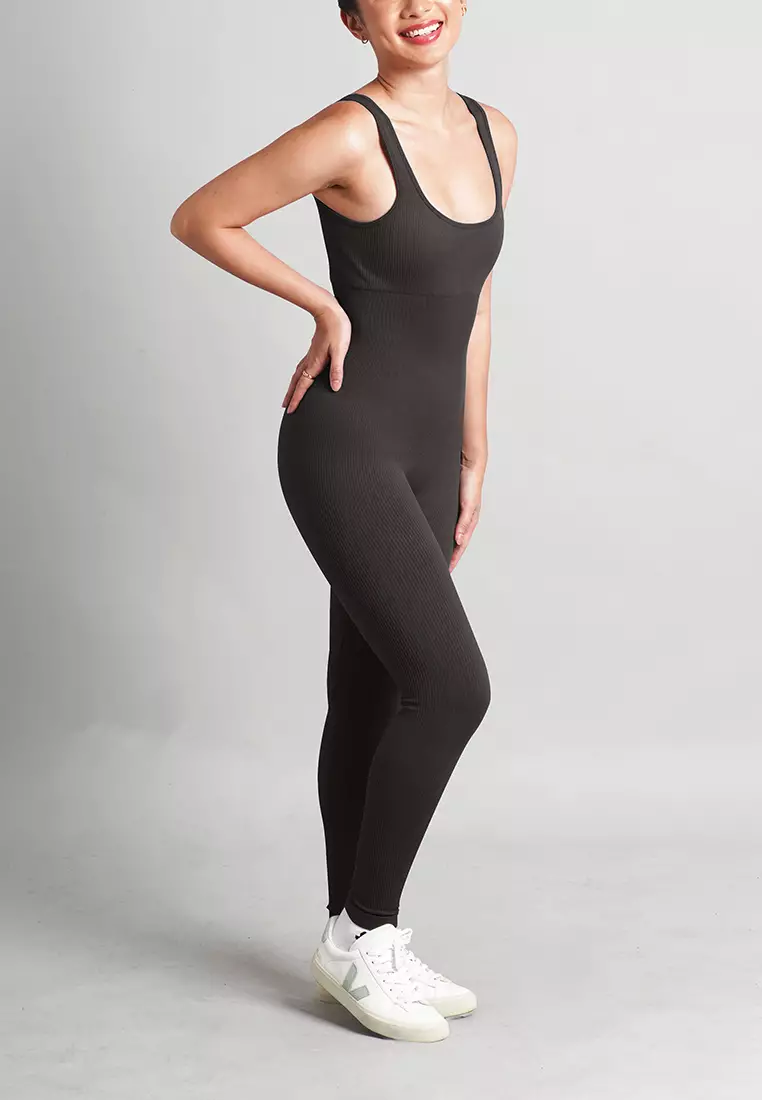 Frankie Collection: Ribbed Bodycon Padded Onesie