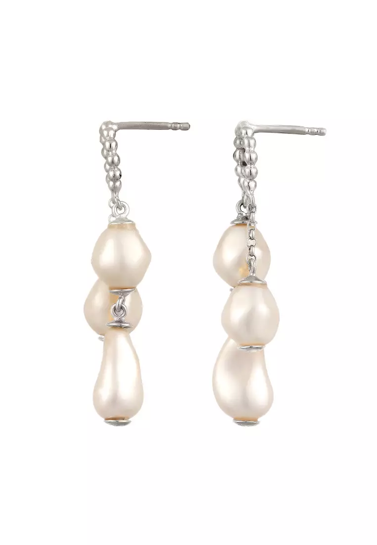 Anting Perhiasan Perak 925 Wanita Stud Synthetic Pearl